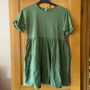 Green Ruffle Shirt Dress